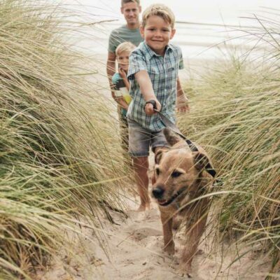 family with dog pet