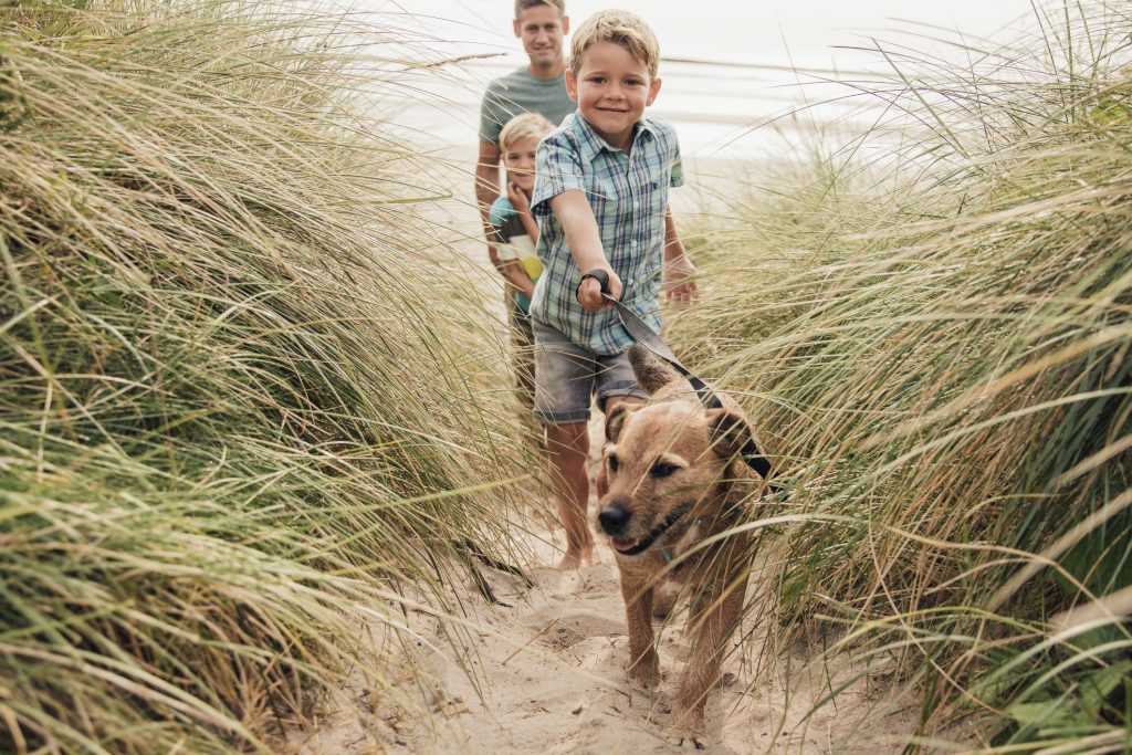 family with dog pet