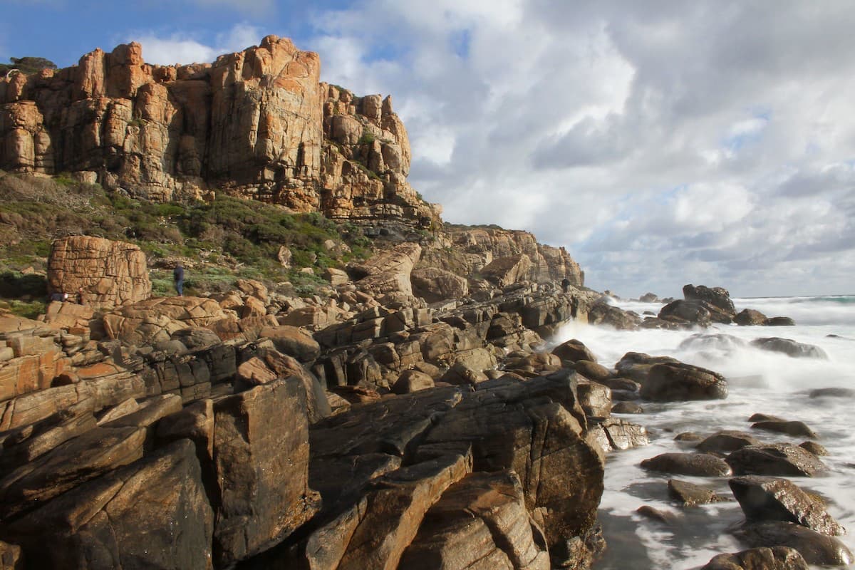 Water crashing against rocks at the Wilyabrup Cliffs