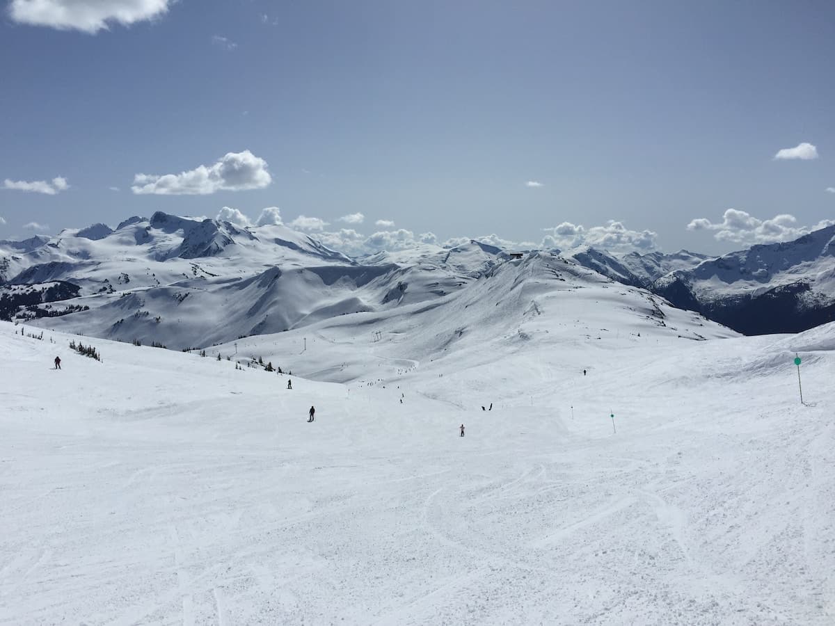 Snowboarding trails on the snow