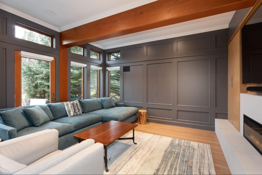 Home theatre room in Big Sky Chalet